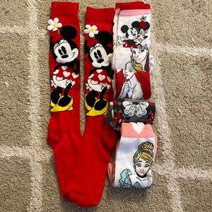 Set of 6 Disney Socks - Minnie Mouse Mickey Mouse Cinderella Belle Ariel